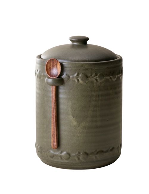 Emilie Dark Olive Canister + Scoop