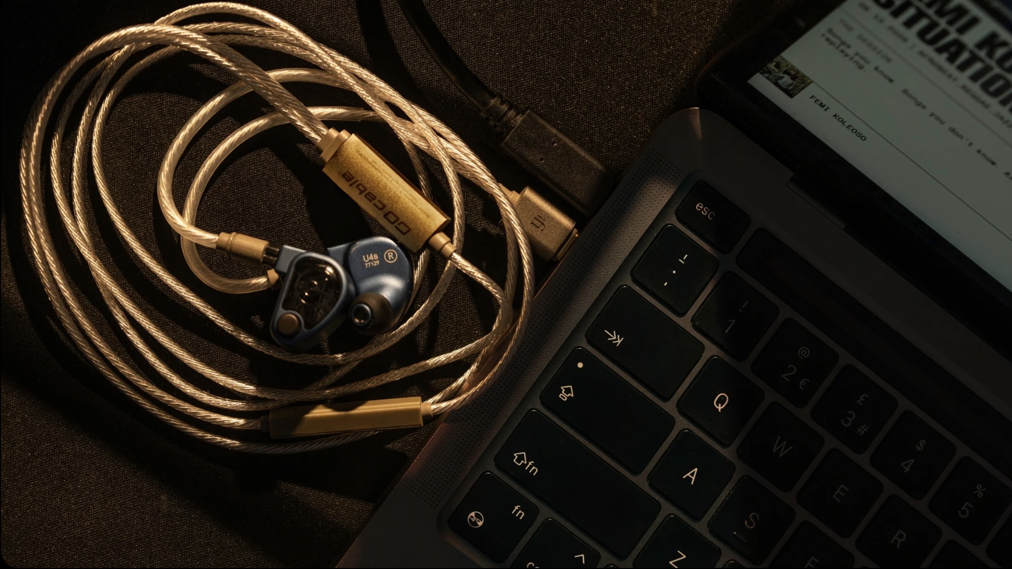 iFi Go Cable plugged into laptop