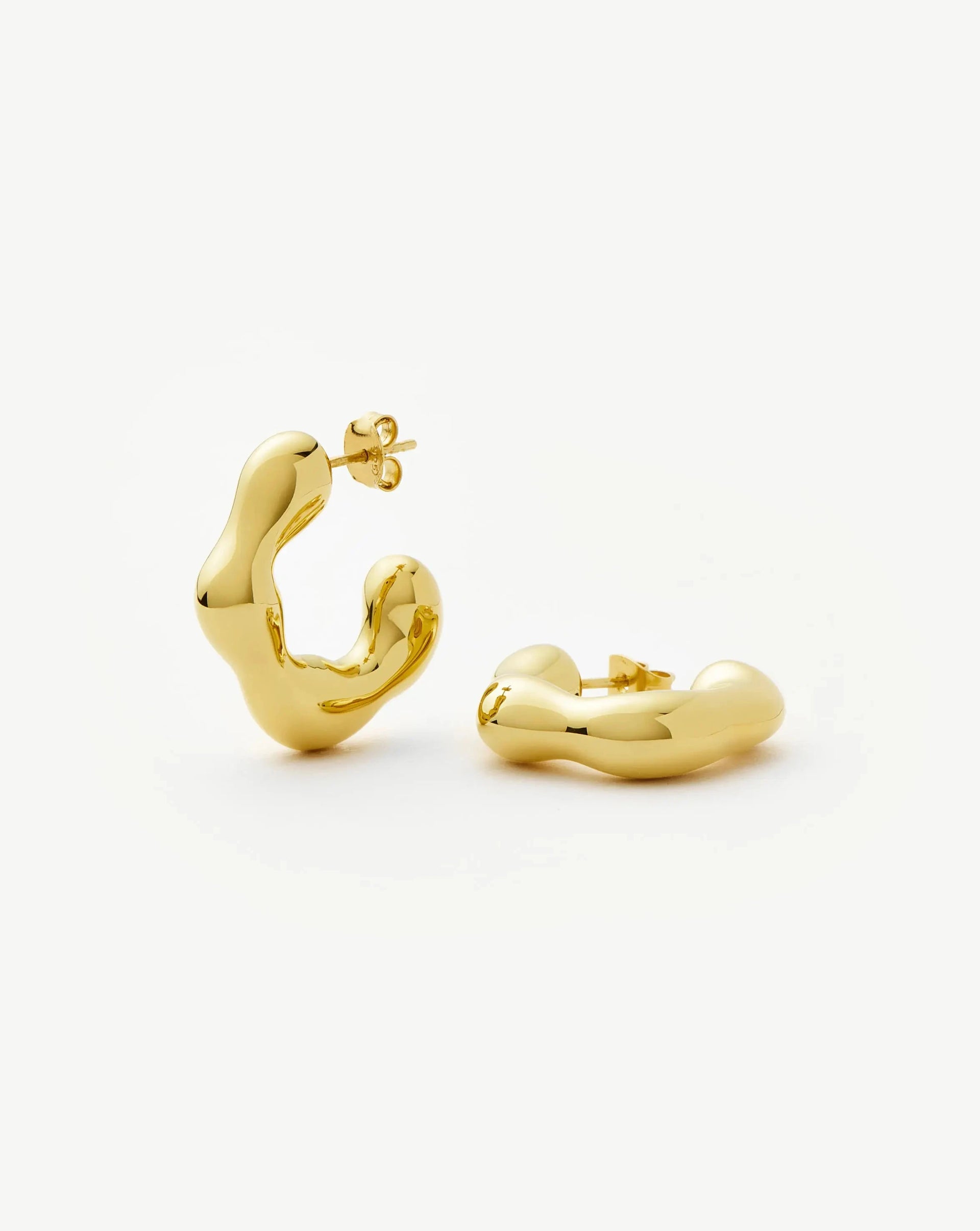Eny Puffy Medium Hoop Earrings | 18ct Gold Plated - 18ct Gold Plated