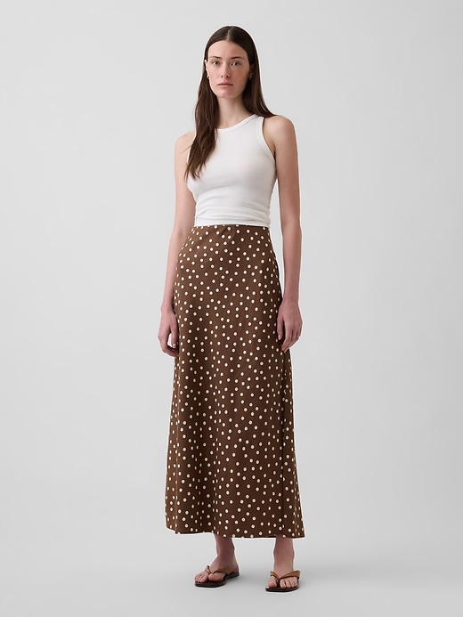 Linen-Blend Maxi Slip Skirt