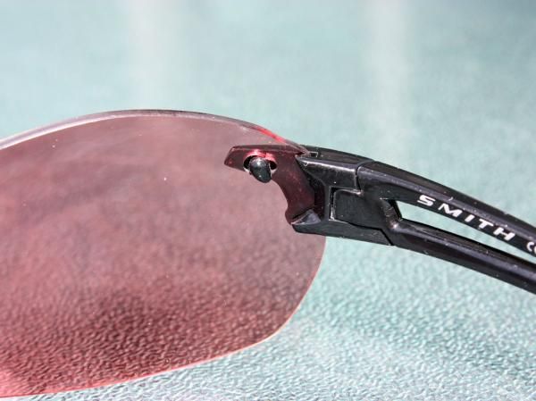 Smith Optics' ingenious Pivlock system uses a clever arrangement of keyed bits on the lens and earpiece to lock them together