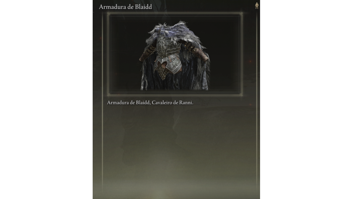 Portuguese item description of Elden Ring armour