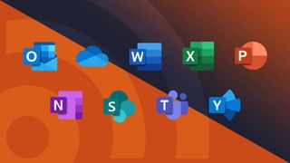 Microsoft office apps on the orange TechRadar logo