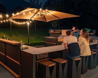 Grillo outdoor kitchen with parasol
