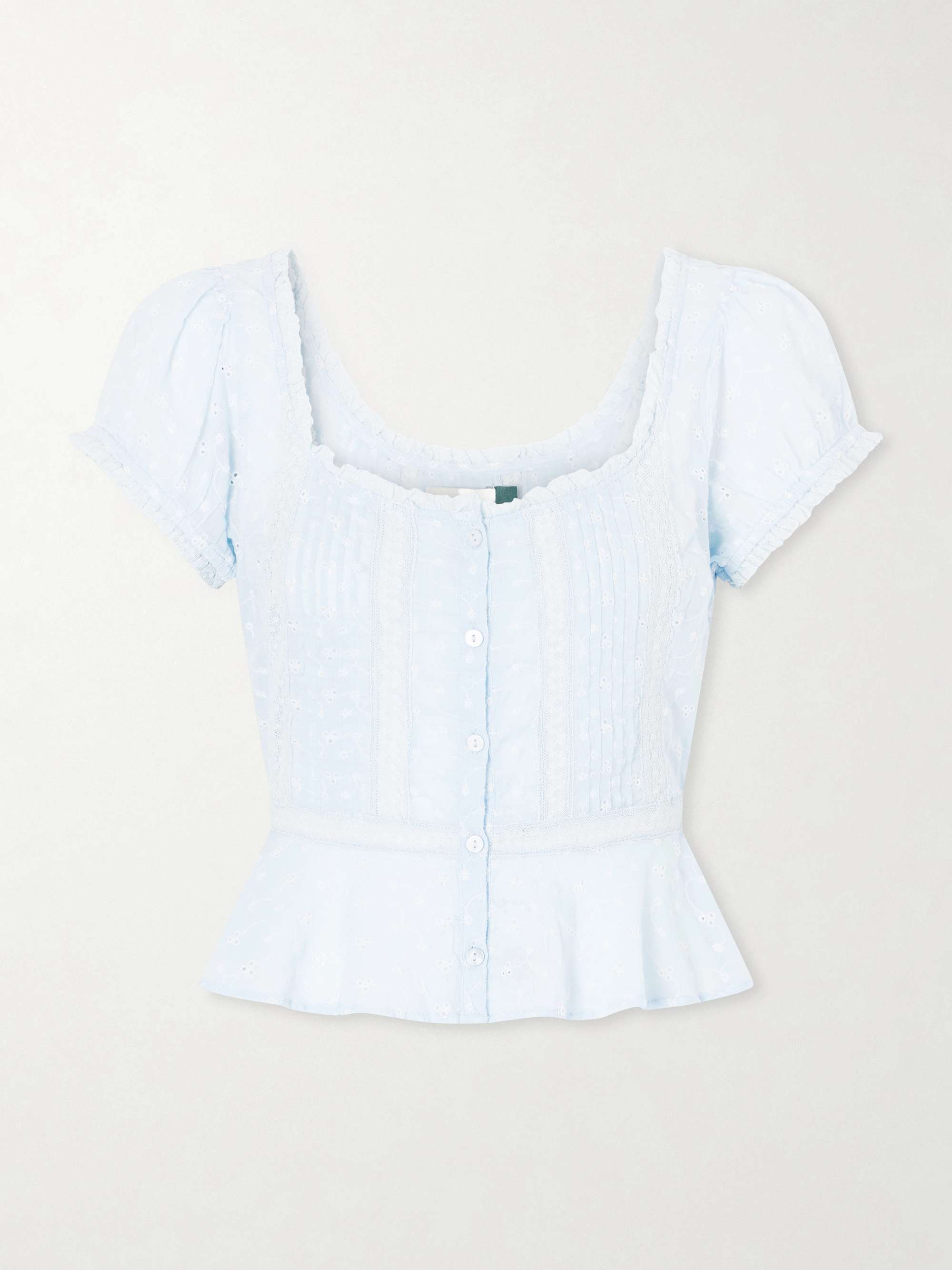 Sandi Cropped Broderie Anglaise Cotton Blouse