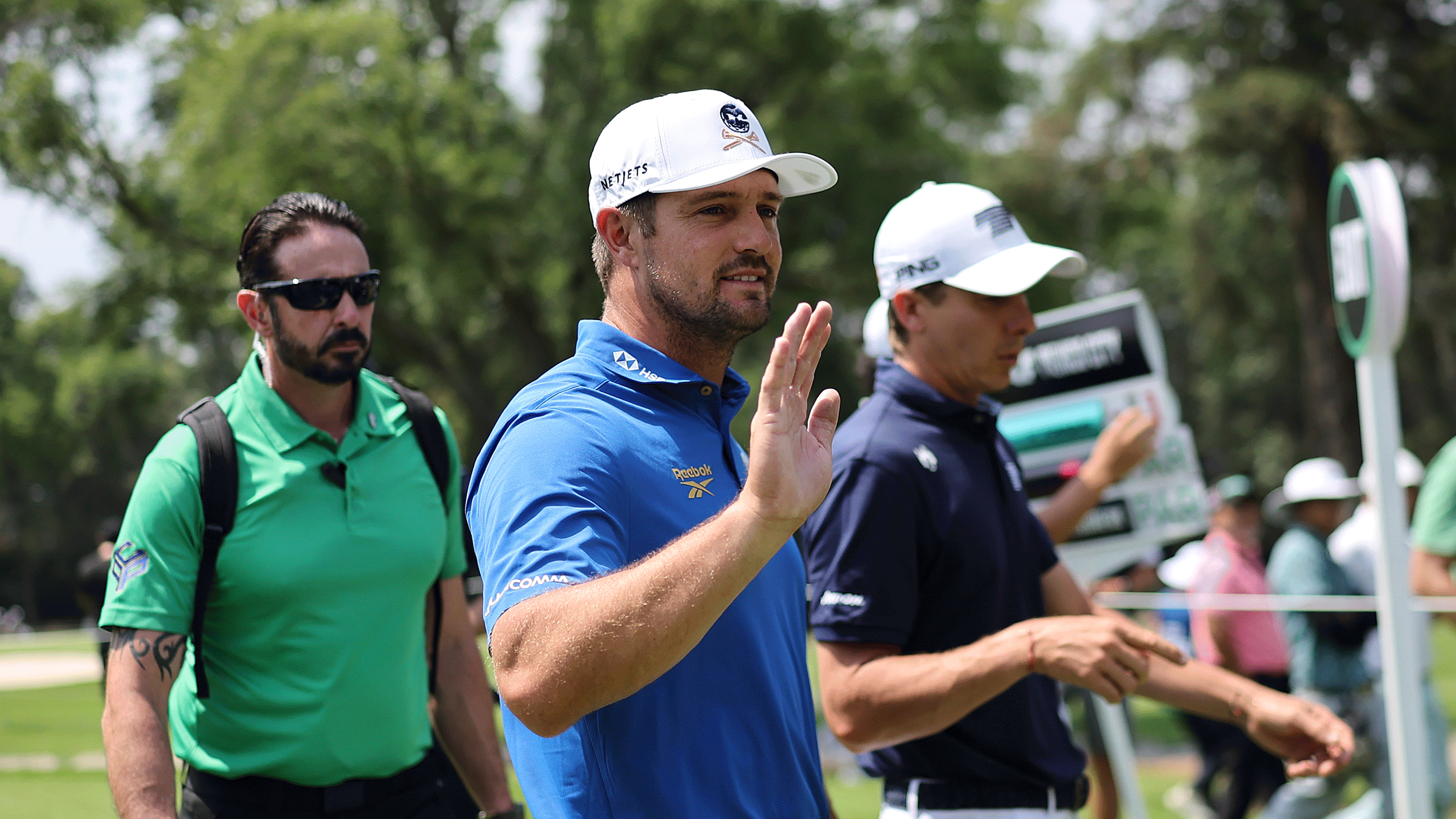 Bryson DeChambeau waves to fans during LIV Golf Mexico City 2026