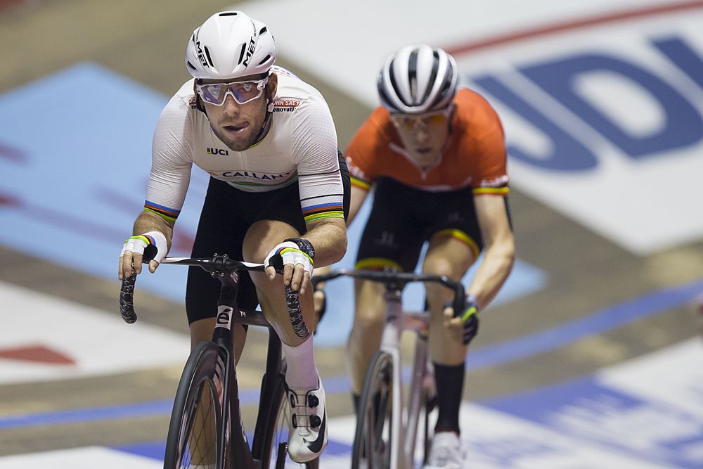 Mark Cavendish on the attack in the Gent Six Day