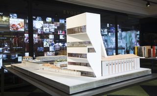 Models of the Fondazione Prada's new Milan headquarters