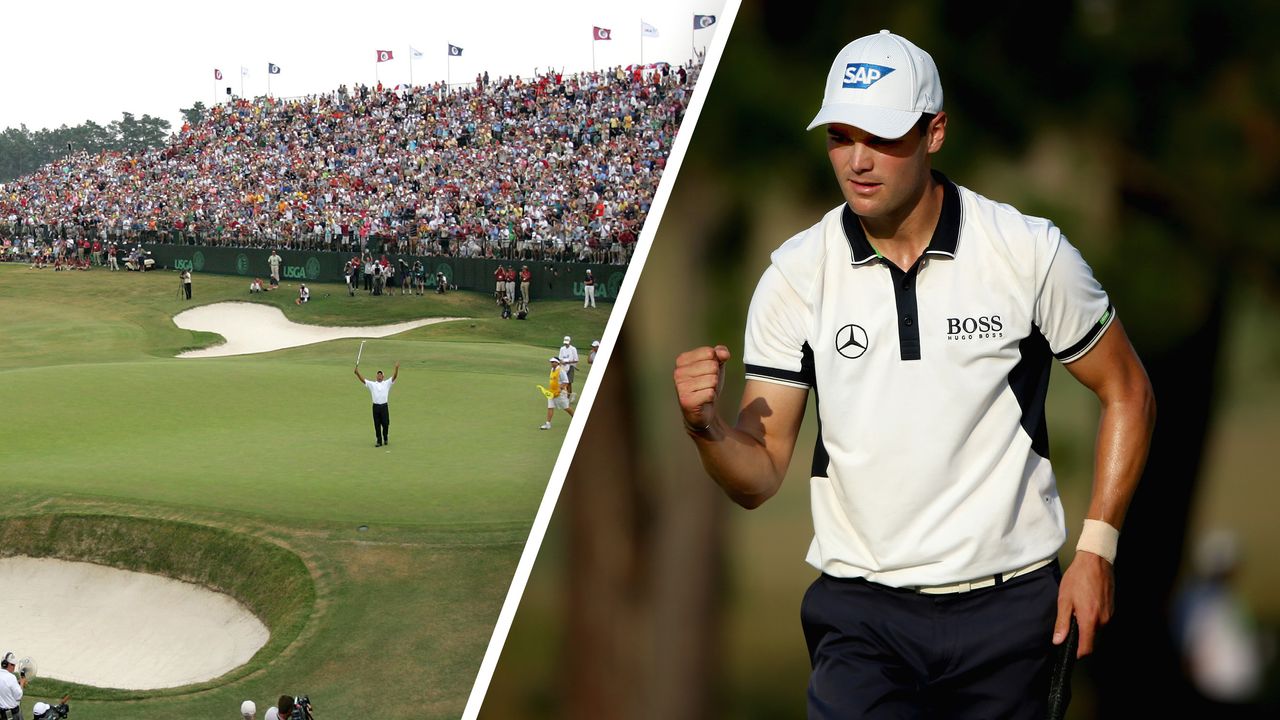 Michael Campbell and Martin Kaymer celebrating winning the US Open at Pinehurst No.2