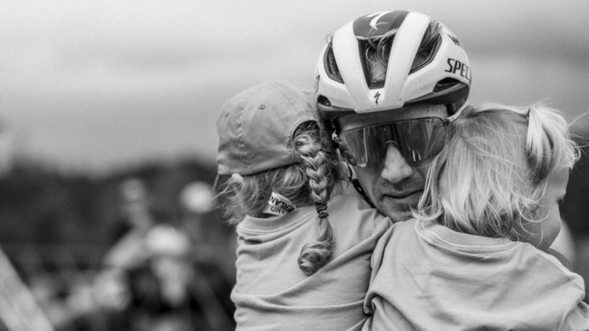 Ian Boswell with his family at the end of the Vermont Overland, his last gravel race of the season.