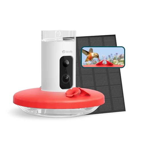 Birdfy Smart Hummingbird Feeder With Camera, Auto Detect Record Bird Video, Instant Notification, Live View, Solar Powered Hummingbird Feeders for Outdoors Ant Bee Proof, 14oz, Gift for Bird Lovers
