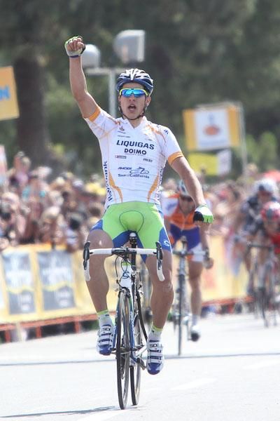 Peter Sagan (Liquigas-Doimo) celebrates his stage win in California.