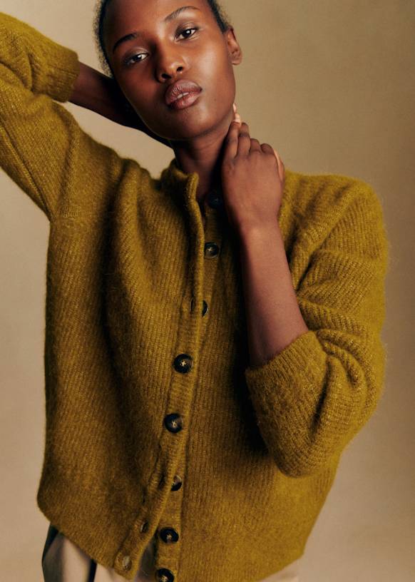 Othello Cardigan - Olive Green - Baby Alpaca - S&amp;eacute;zane