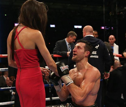 Boxer unofficially proposes to girlfriend after very officially winning fight