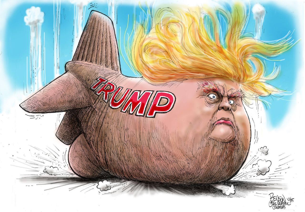 Political cartoon U.S. Donald Trump Blimp