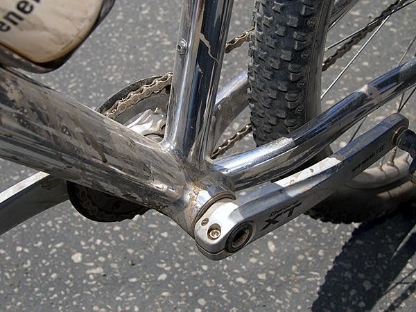 Brown's one-off polished 69er also sported a Shimano 90mm press-fit bottom bracket. Is this a sign of what's to come from Trek?