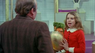Julie Dawn Cole as Veruca Salt and Roy Kinnear as Mr. Salt in Willy Wonka and the Chocolate Factory