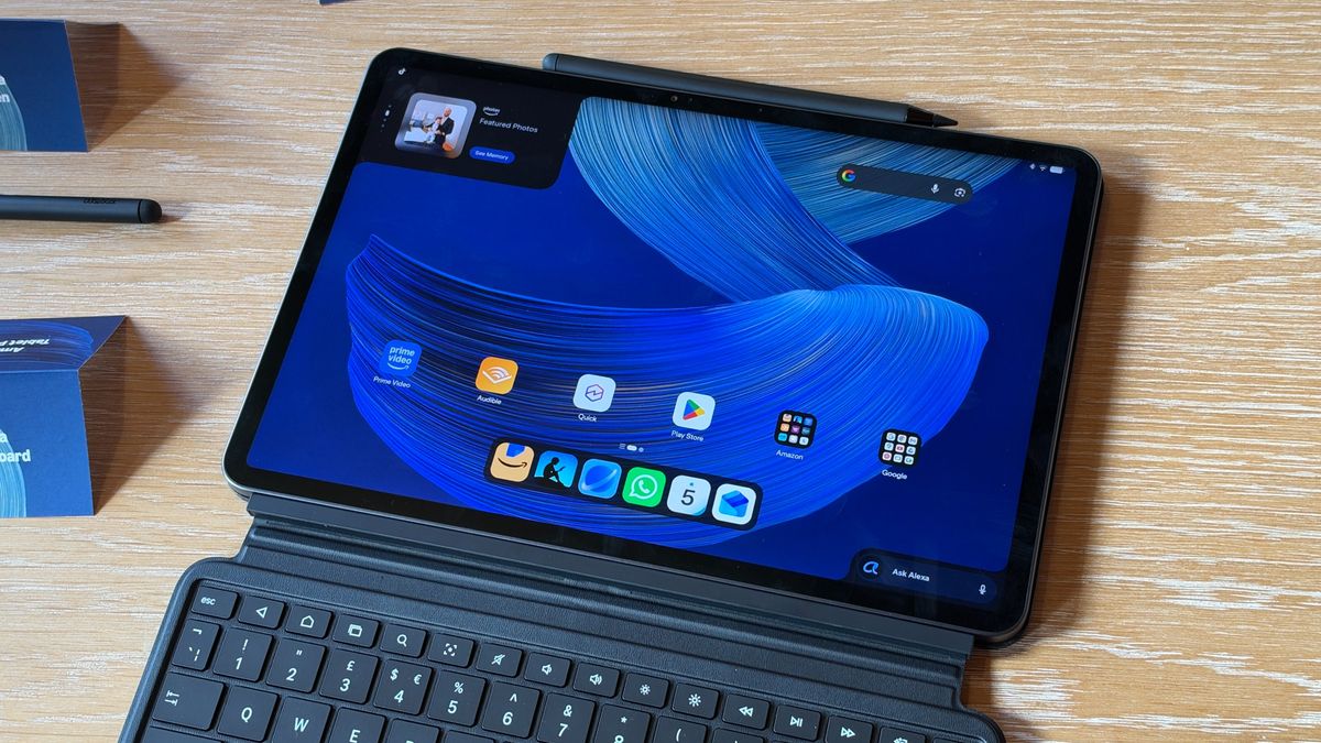The Amazon Alexa Tab 12 Pro resting on a table