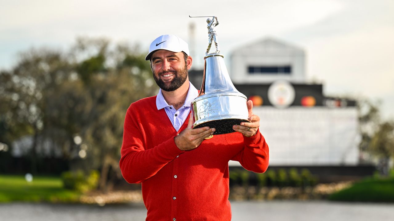 Scottie Scheffler with the Arnold Palmer Invitational trophy