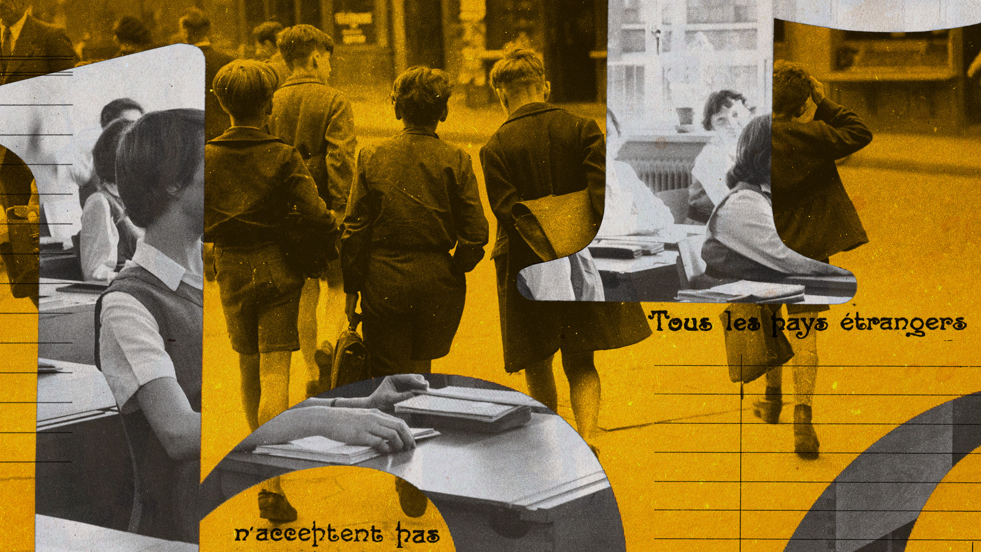 Photo collage of vintage pictures of schoolchildren