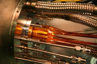 This antimatter trap at the ALPHA experiment at CERN mixes positrons and antiprotons to make antihydrogen.