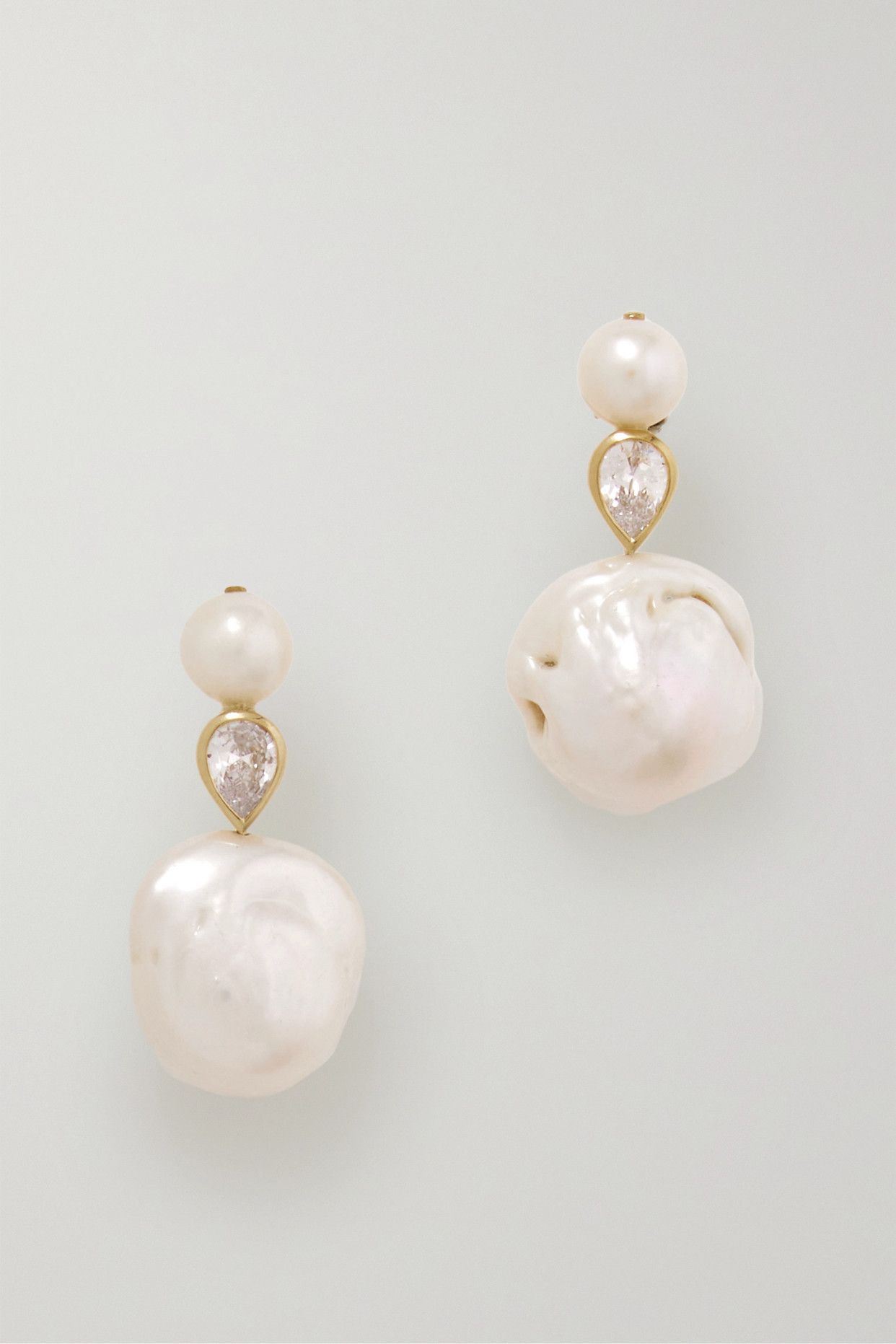 + NET SUSTAIN recycled gold vermeil crystal and pearl earrings