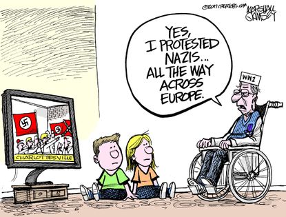 Political cartoon U.S. Charlottesville Nazi WWII veteran
