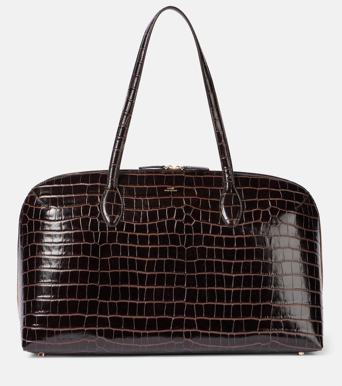 Croc-Effect Leather Tote Bag
