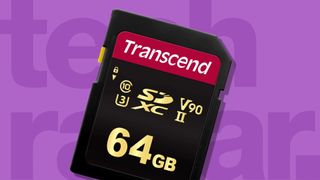 best SD card against a purple TechRadar background