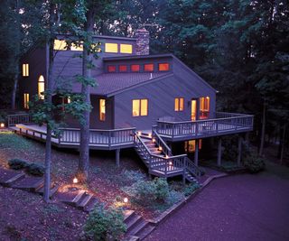 House exterior with decking and lights