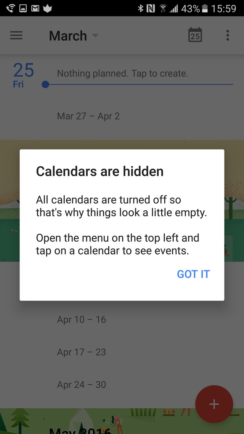 Use caution when changing the Galaxy S7's default calendar sync
