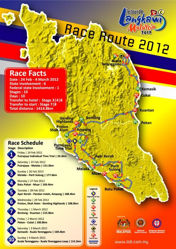 The 2012 Tour de Langkawi route.