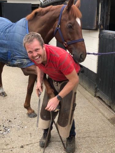 Phil Richardson, pictured, shoeing Mr Fahrenheit III.