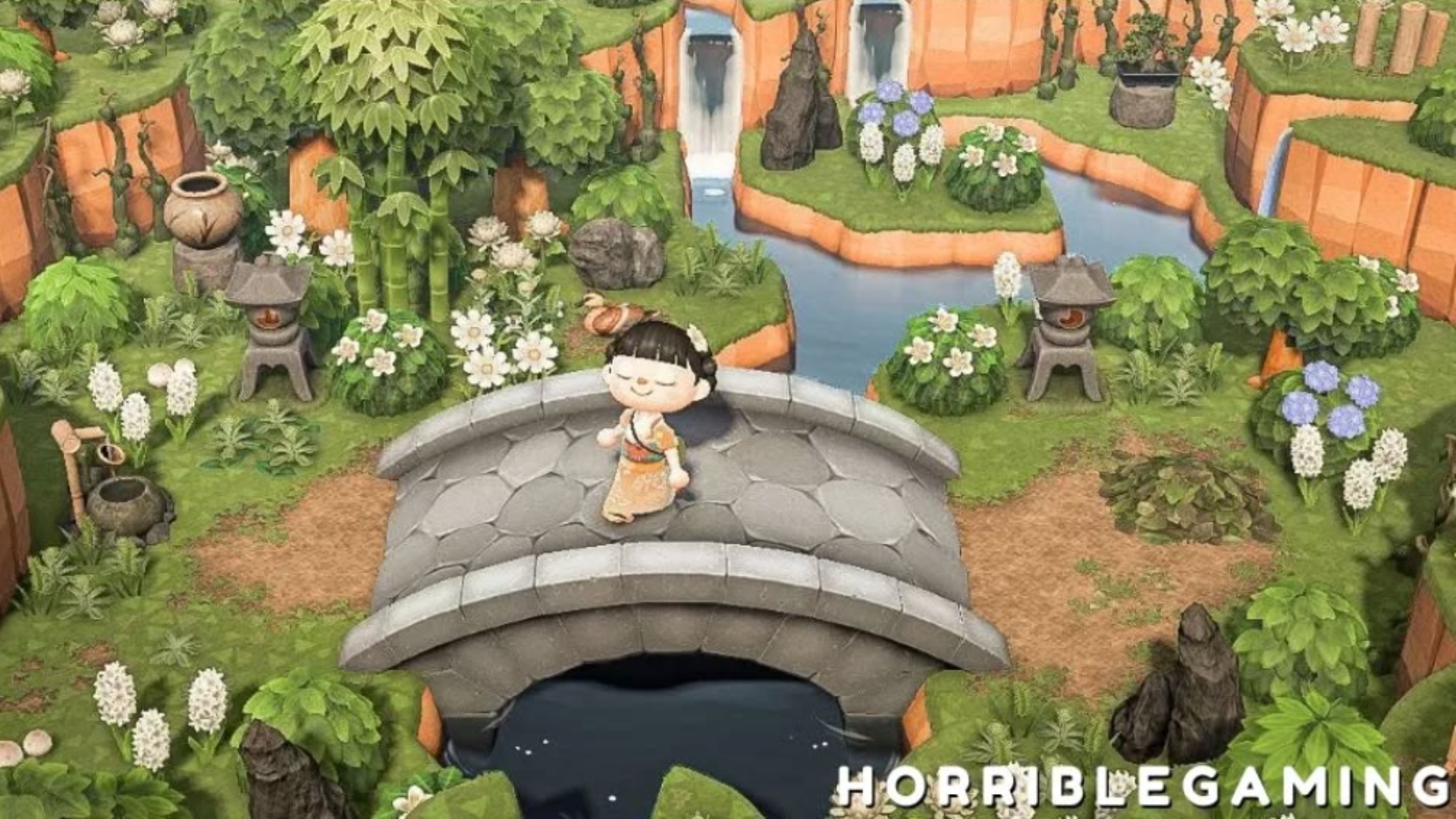 A zen garden in Animal Crossing: New Horizons