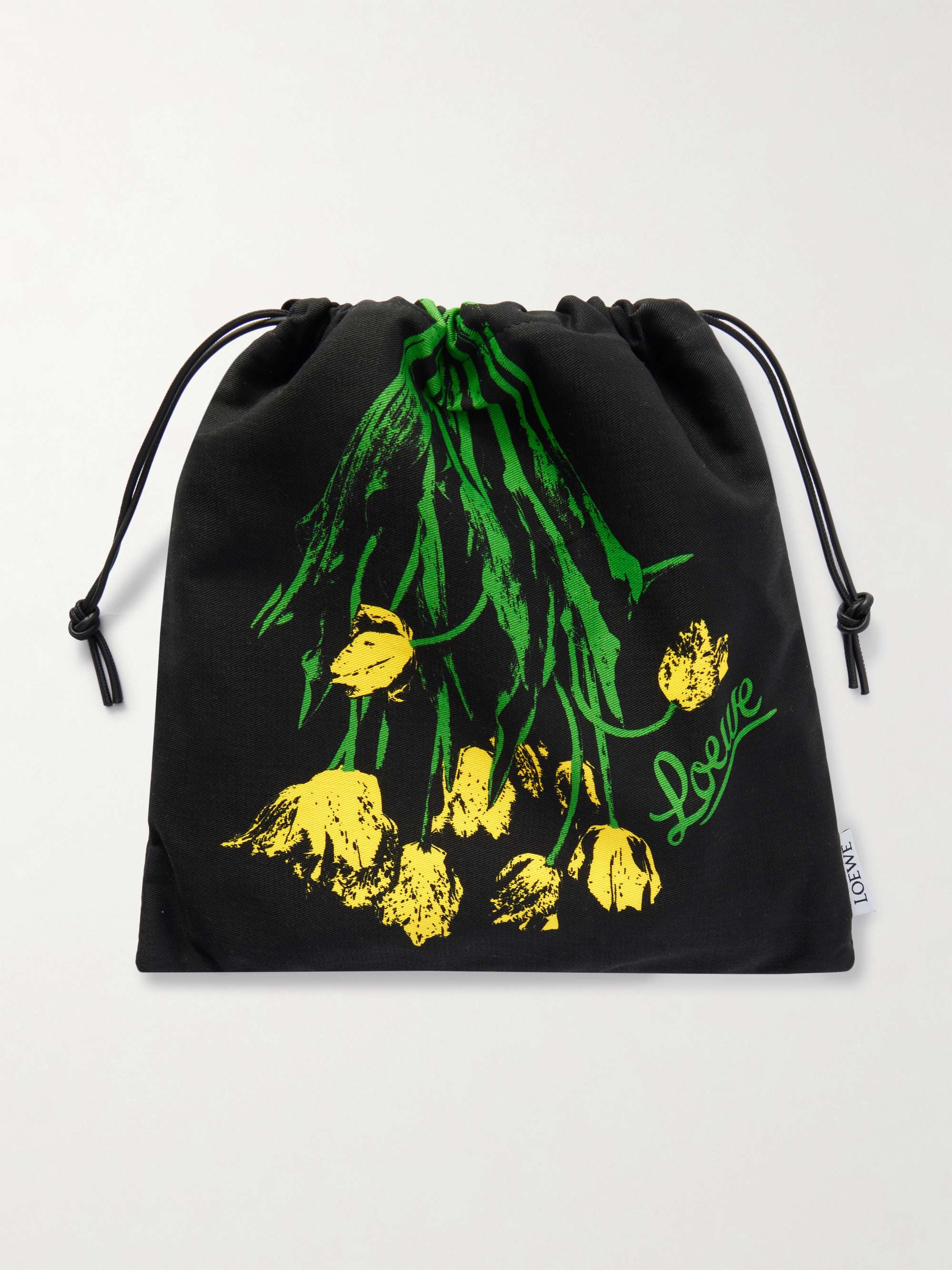Leather-Trimmed Floral-Print Cotton-Twill Pouch