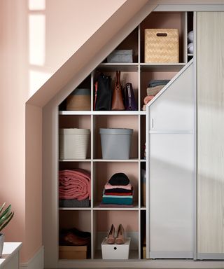 Clothes storage with cubby hole shelving