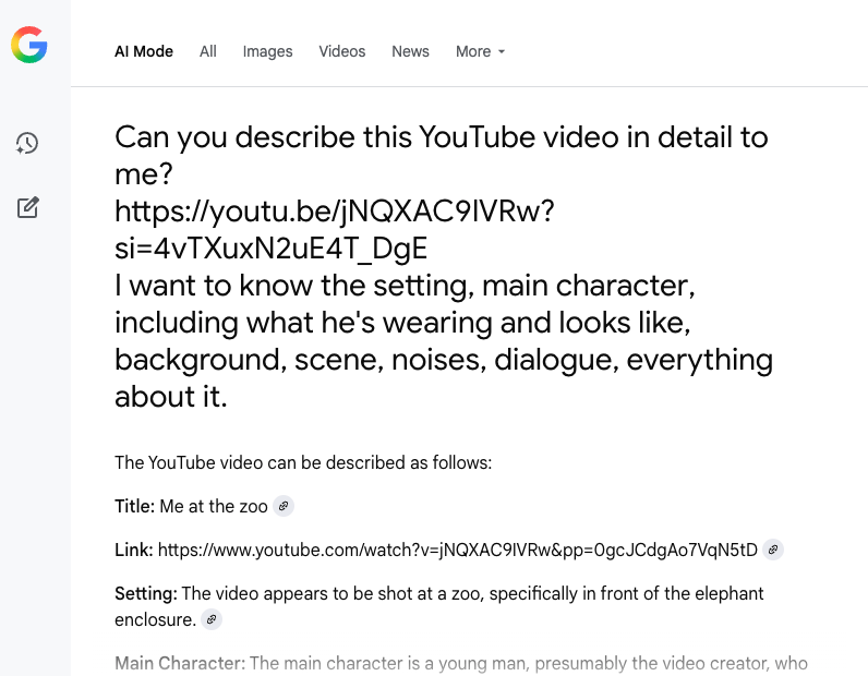 AI Mode URL analysis
