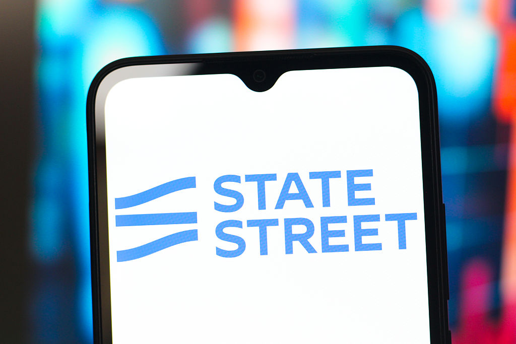 State Street logo displayed on a smartphone screen