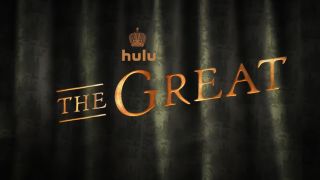 A green curtain with the words "hulu The Great" over it.