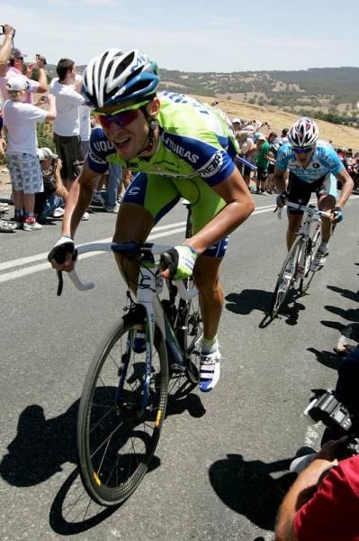 Mauro Finetto (Liquigas) pushed hard up the climb.