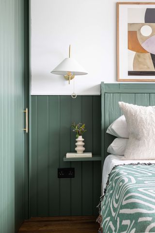 sage green bedroom joinery