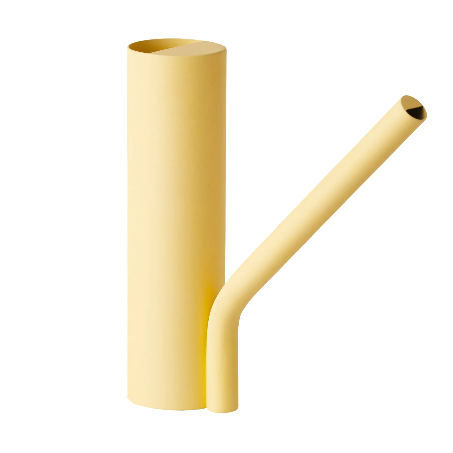 A yellow tubular watering can
