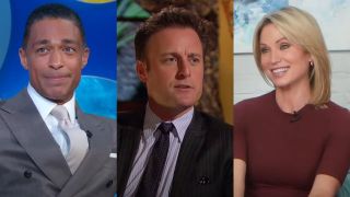 From left to right: T.J. Holmes on GMA, Chris Harrison on The Bachelor and Amy Robach on GMA