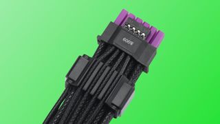 An image of the Asus ROG Equalizer 12V-2x6 power cable, against a gradient green background