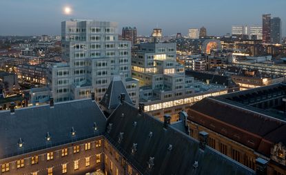 City view of Rotterdam at night