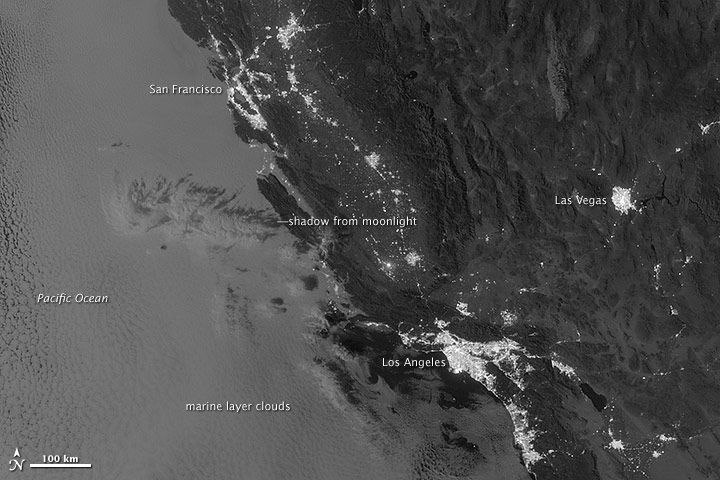 Marine layer clouds at night