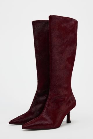 Leather High-Heel Boots