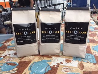 Solar eclipse-themed coffee was sold at Carbondale's "Eclipse Marketplace."