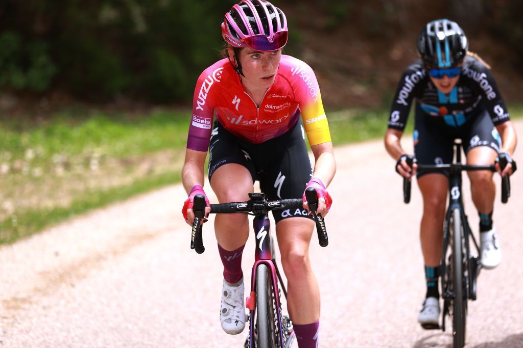 LAGUNAS DE NEILA SPAIN MAY 22 Demi Vollering of Netherlands and Team SD Worx attacks to win the 7th Vuelta a Burgos Feminas 2022 Stage 4 a 1251km stage from Covarrubias to Lagunas de Neila 1867m VueltaBurgos BurgosFem UCIWWT on May 22 2022 in Lagunas de Neila Spain Photo by Gonzalo Arroyo MorenoGetty Images