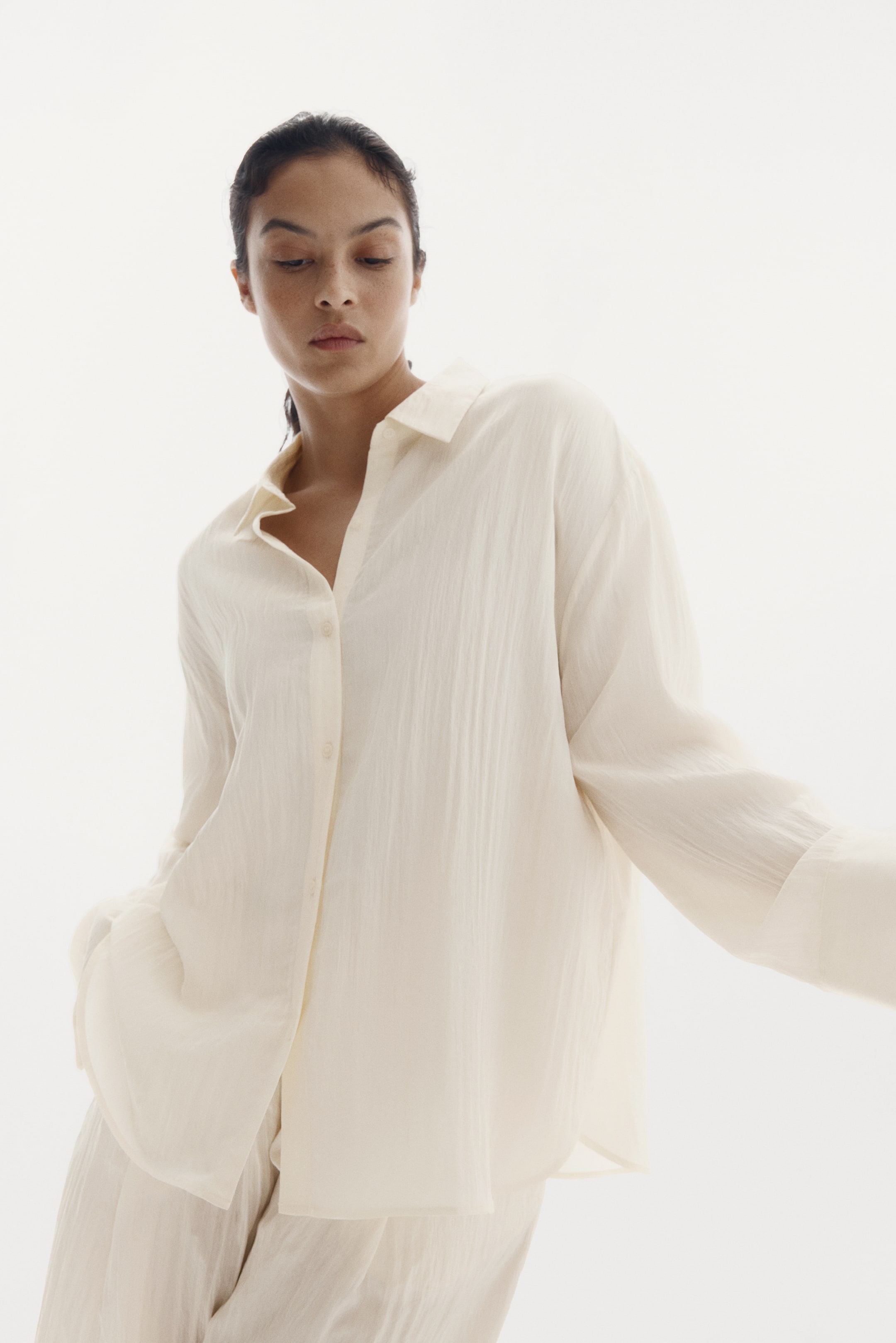 Crinkled Shirt - Cream